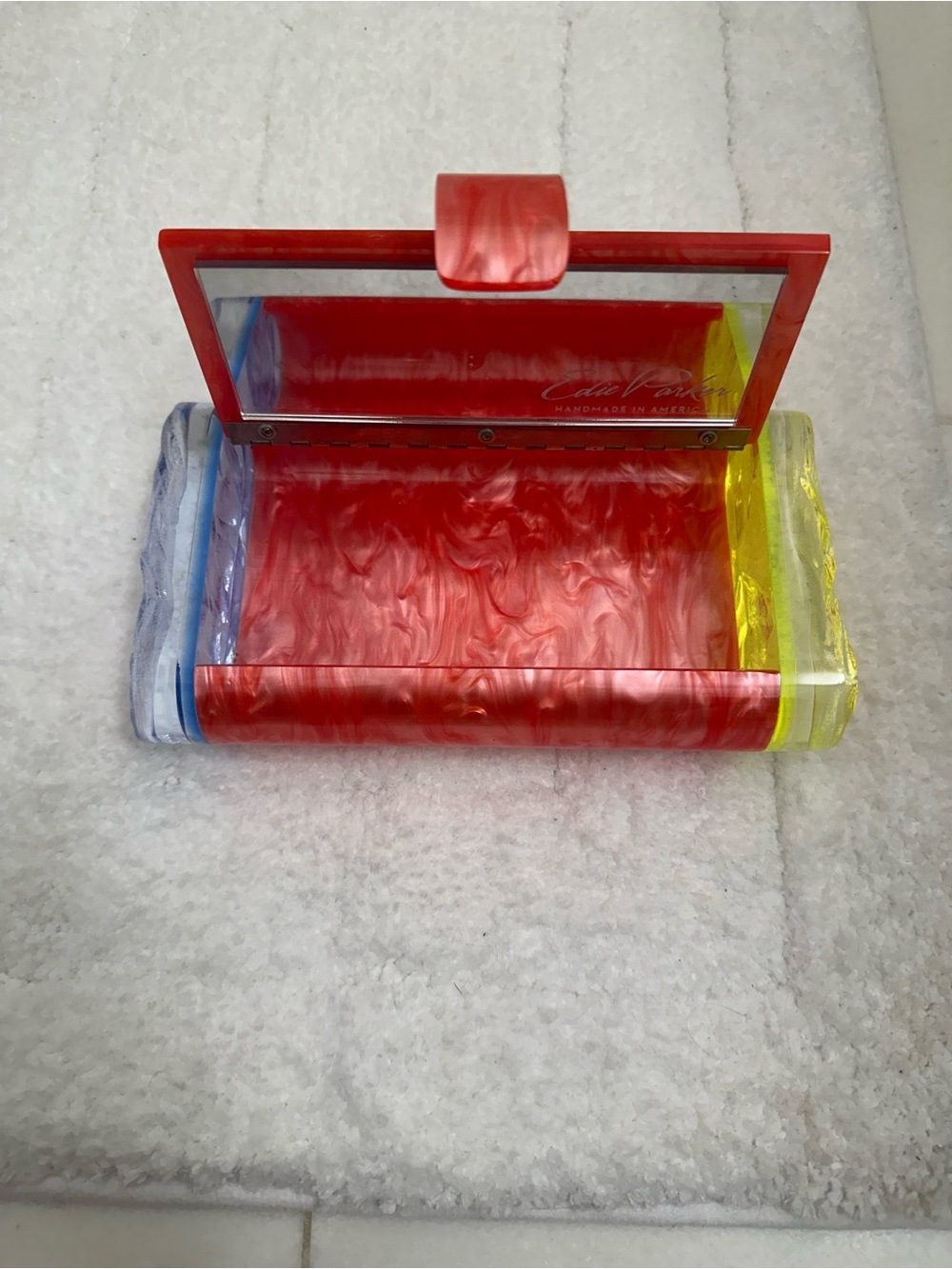 Edie Parker Red and Yellow Clutch
